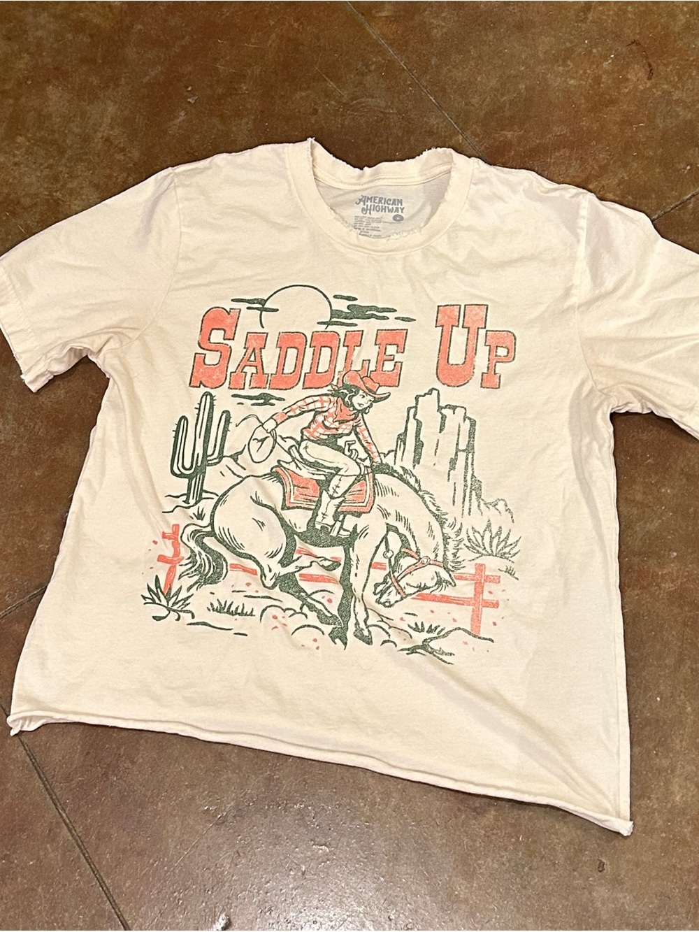 Saddle Up Graphic Tee - Cream/Coral